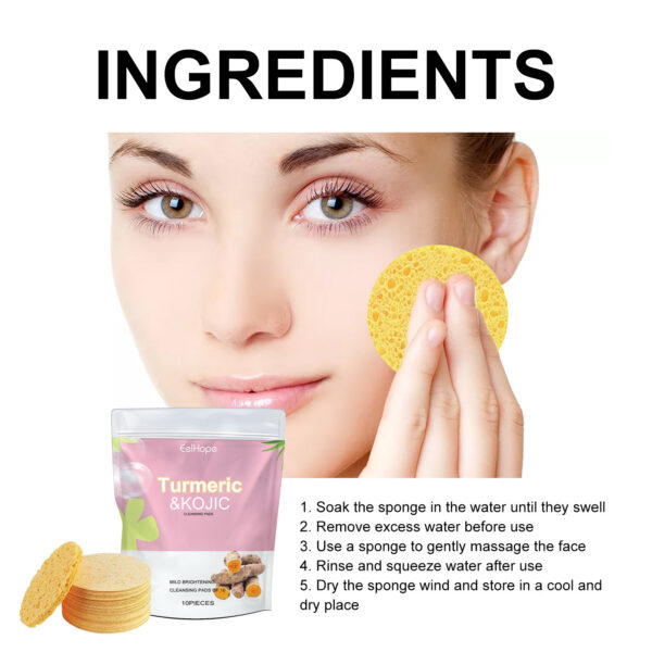 EelHope Turmeric Cleansing Pad Deep Cleansing Pore Refining Acne Blemish Reducing Facial Brightening - Image 3